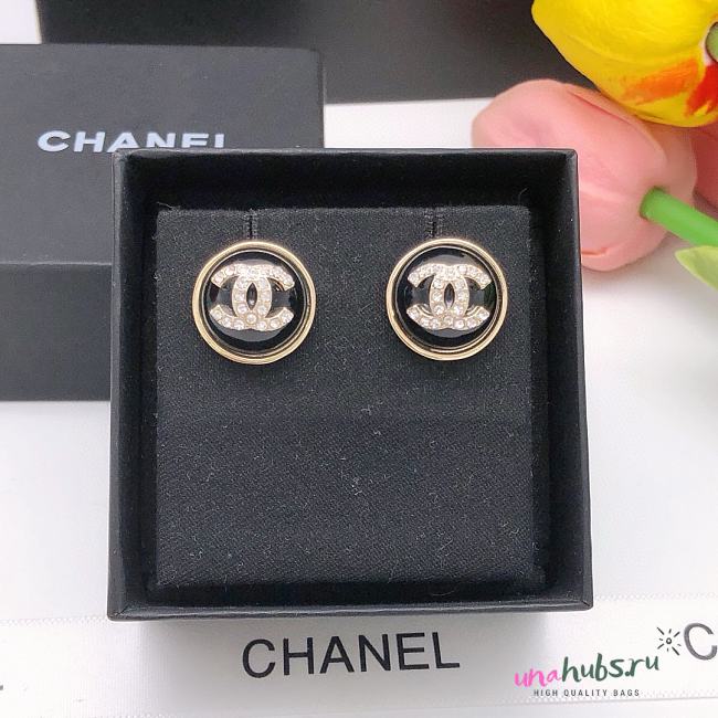 CHANEL EARRINGS logo cc & black resin - 1