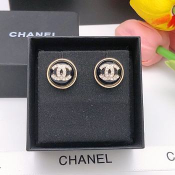 CHANEL EARRINGS logo cc & black resin