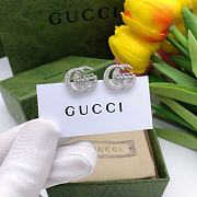 Gucci Crystal GC Logo Silver Earrings - 3