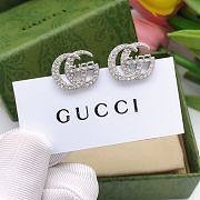 Gucci Crystal GC Logo Silver Earrings - 2