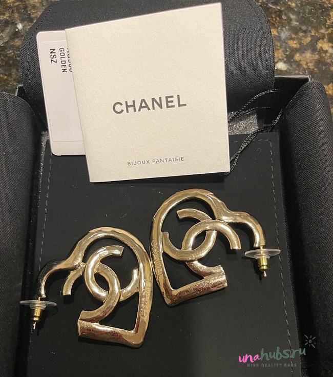 Chanel Gold Heart Earrings  - 1