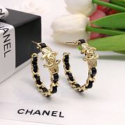 Chanel Woven Chain Leather Lambskin Earrings - 1