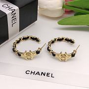 Chanel Woven Chain Leather Lambskin Earrings - 4