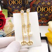 Dior Petit CD Treasure Earrings Gold-Finish Metal with White Resin Pearls and Silver-Tone Crystals - 1