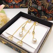 Dior Petit CD Treasure Earrings Gold-Finish Metal with White Resin Pearls and Silver-Tone Crystals - 6