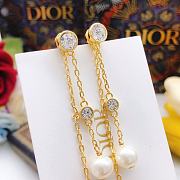 Dior Petit CD Treasure Earrings Gold-Finish Metal with White Resin Pearls and Silver-Tone Crystals - 3