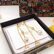 Dior Petit CD Treasure Earrings Gold-Finish Metal with White Resin Pearls and Silver-Tone Crystals - 2