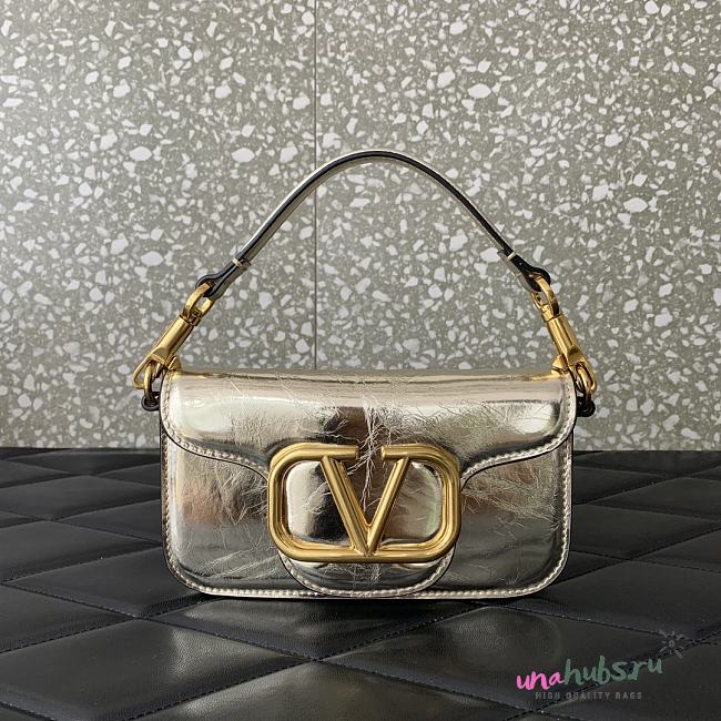 Valentino Vlogo Loco Small Leather Shoulder Gold Bag 20cm - 1