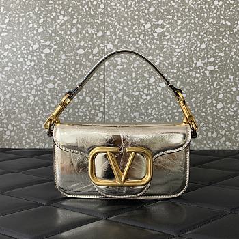 Valentino Vlogo Loco Small Leather Shoulder Gold Bag 20cm