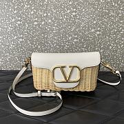 Valentino Garavani Leather and raffia crossbody bag - 22x917cm - 2