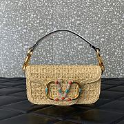 VALENTINO SMALL GARAVANI LOCÒ RAFFIA SHOULDER BAG WITH JEWEL LOGO - 1