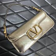 	 Valentino Vlogo Loco Medium Leather Shoulder Gold Bag - 27×13×6cm - 4