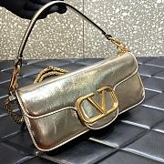 	 Valentino Vlogo Loco Medium Leather Shoulder Gold Bag - 27×13×6cm - 2