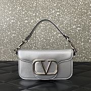 Valentino Vlogo Loco Small Leather Shoulder Silver Bag 20cm - 1