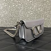 Valentino Vlogo Loco Small Leather Shoulder Silver Bag 20cm - 4