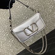 Valentino Vlogo Loco Small Leather Shoulder Silver Bag 20cm - 3