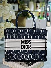 Dior Book Tote Blue and Black Miss Dior Graffiti Embroidery - 2