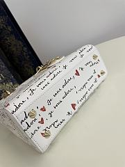 Dior Lady Small White Embroidery with Black and Red Je Vous Adore Motif and White Calfskin  - 4