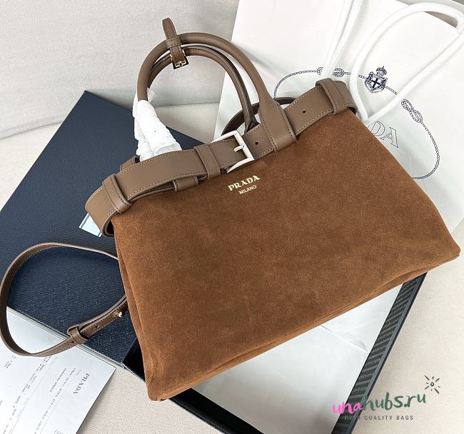 Prada Large 'Prada Buckle' suede leather bag 32*23*11cm - 1