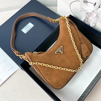 Prada Re-Edition brown suede mini bag - 22*18*6cm