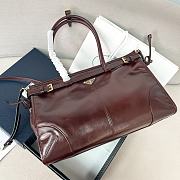 Prada glossy finish leather handbag with dark brown - 38*30*12 - 1