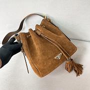 Prada Brown Suede Leather Bucket Bag Brown - 24*23.5*12cm - 1