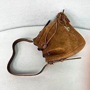 Prada Brown Suede Leather Bucket Bag Brown - 24*23.5*12cm - 2