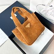 Prada Brown Suede Leather Tote - 15.5*18*10cm - 3