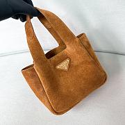 Prada Brown Suede Leather Tote - 15.5*18*10cm - 6