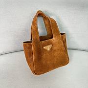 Prada Brown Suede Leather Tote - 15.5*18*10cm - 1