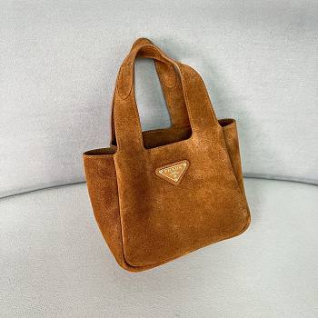 Prada Brown Suede Leather Tote - 15.5*18*10cm