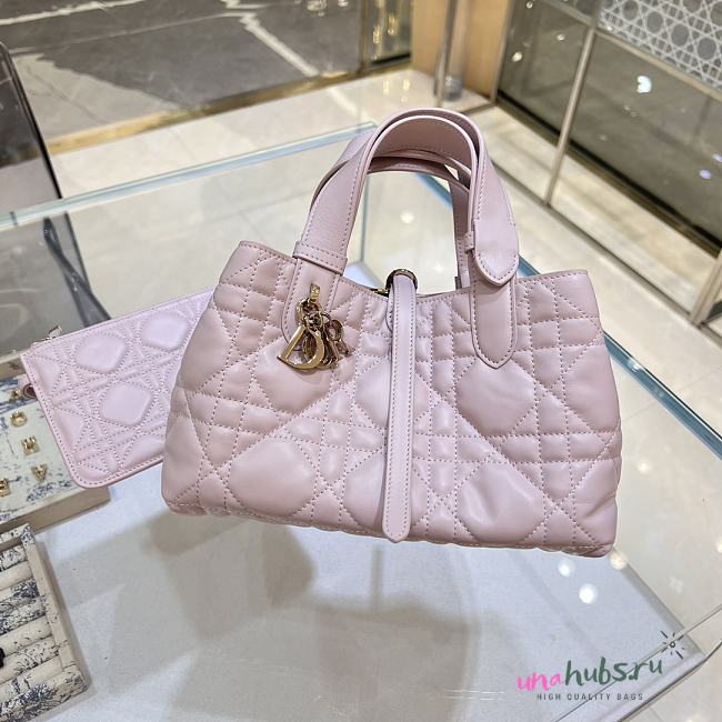 Dior Toujours Pink Smooth Leather Tote - 23*14*12cm - 1