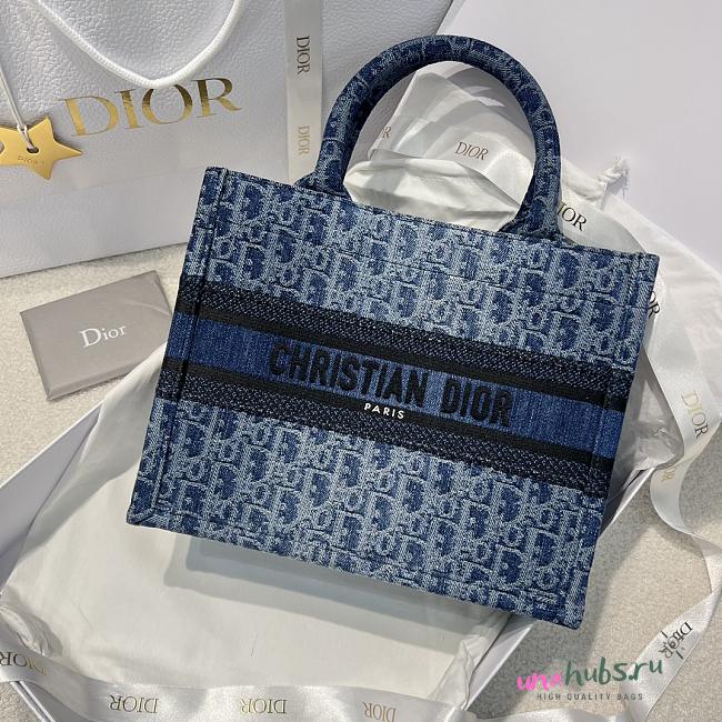 Dior Book Tote Small Denim - 26.5*21*14cm - 1