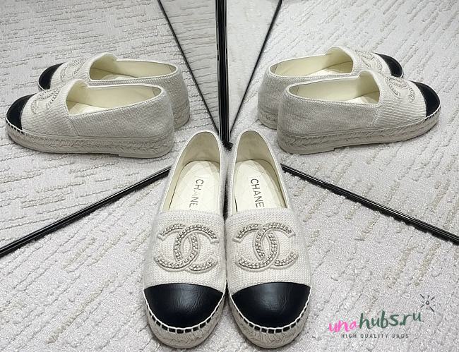 Chanel Espadrilles Wool and Shiny Lambskin Ivory & Black Shoes - 1