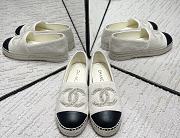 Chanel Espadrilles Wool and Shiny Lambskin Ivory & Black Shoes - 1