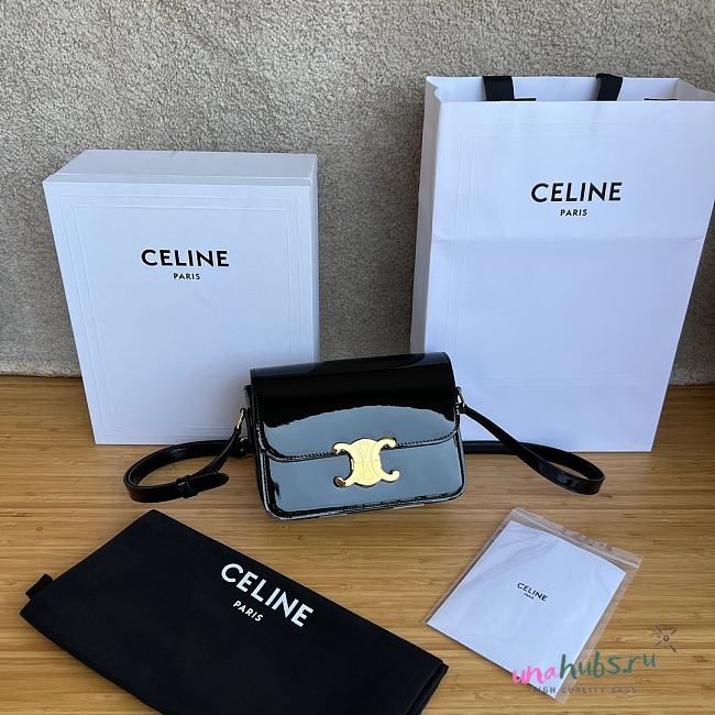 Celine Patent Black Triomphe Bag - 22.5 X 16.5 X 7.5cm - 1