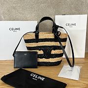 Celine Classic Panier in RAFFIA AND CALFSKIN STRIPED COUFFIN - 21.5 X 22X13cm - 1