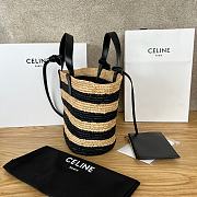 Celine Classic Panier in RAFFIA AND CALFSKIN STRIPED COUFFIN - 21.5 X 22X13cm - 3