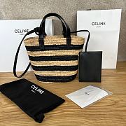 Celine Classic Panier in RAFFIA AND CALFSKIN STRIPED COUFFIN - 21.5 X 22X13cm - 5