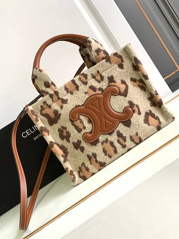 Celine small cabas thais in LEOPARD TEXTILE AND CALFSKIN - 25.5 x 18.5 x 12 CM