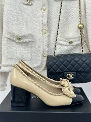 Chanel beige black Lambskin heels - 2