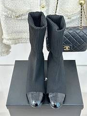 Chanel Short Boots COCO Mark Bicolor Knit - 3