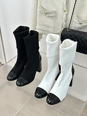 Chanel Short Boots COCO Mark Bicolor Knit - 1