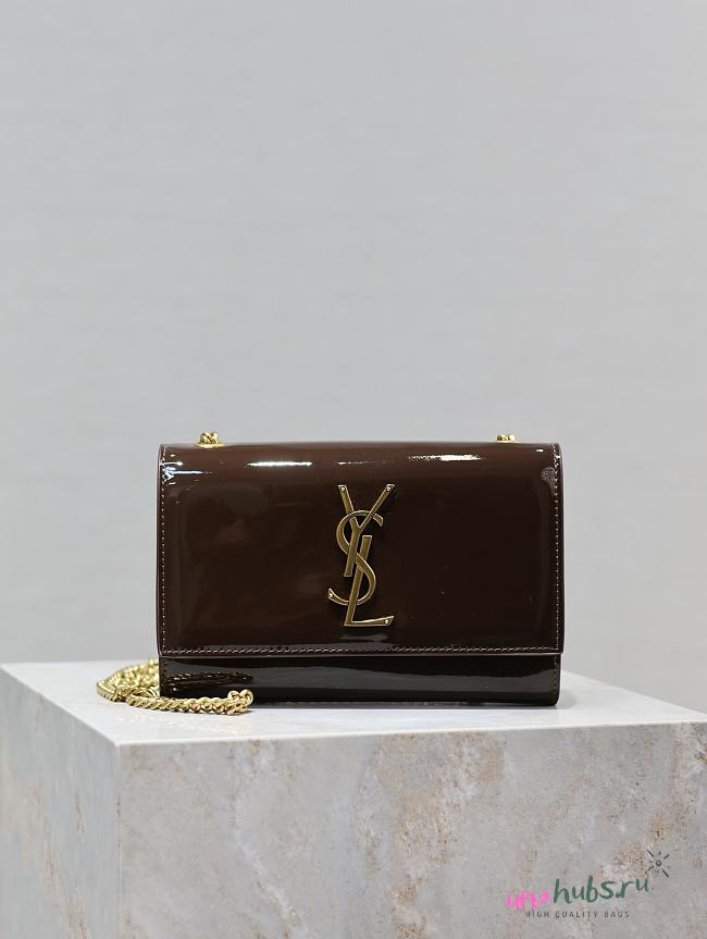 YSL Kate Patent Brown Leather 20cm - 1