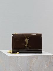 YSL Kate Patent Brown Leather 20cm - 1