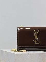 YSL Kate Patent Brown Leather 20cm - 6