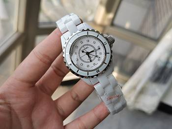 Chanel White and Diamond Watch