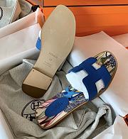 Hermes Oran Sandals Fantaisie Botanique Blue  - 4