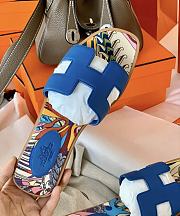 Hermes Oran Sandals Fantaisie Botanique Blue  - 2