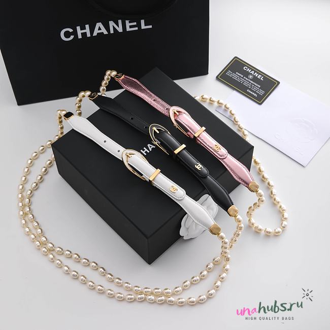 Chanel Chain Belt With Pearl Chain & Gold Buckle - 1